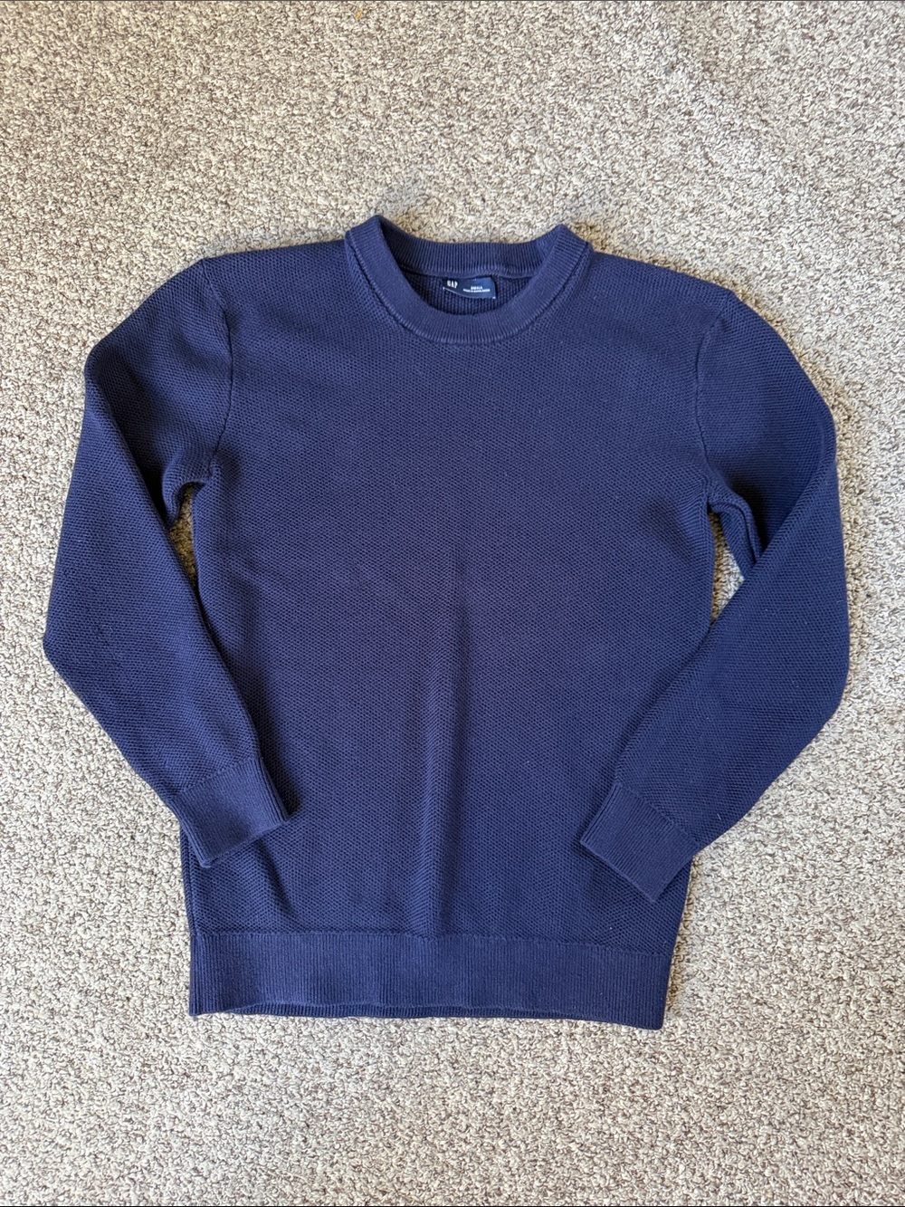 GAP Navy Textured Crewneck Sweater